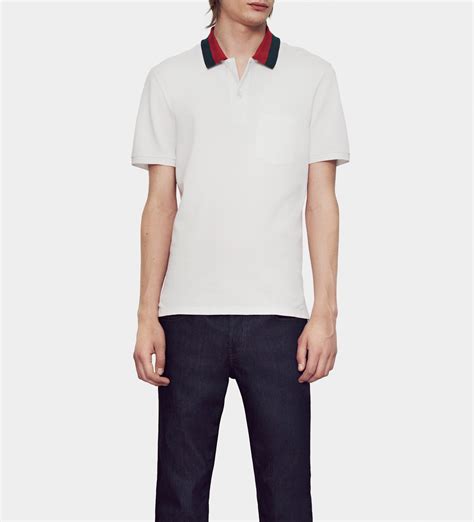 gucci polo web collar white|Cotton piquet polo with Web collar .